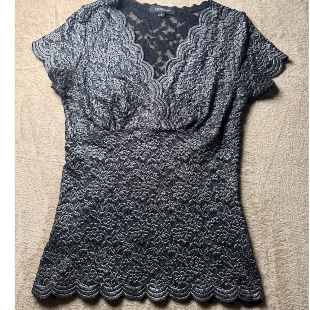 Karen Kane Women Babydoll‎ Lace Scalloped Top Small Romantic Feminine Whimsigoth